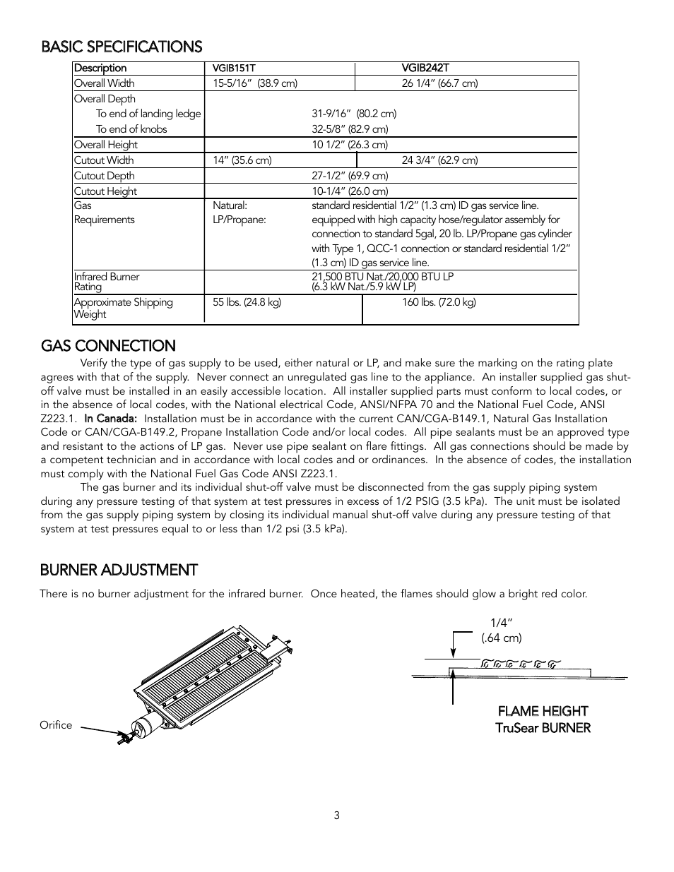 Gga as s c co on nn ne ec ct tiio on n, Bbu ur rn ne er r a ad djju us st tm me en nt t | Viking TruSearTM User Manual | Page 3 / 16