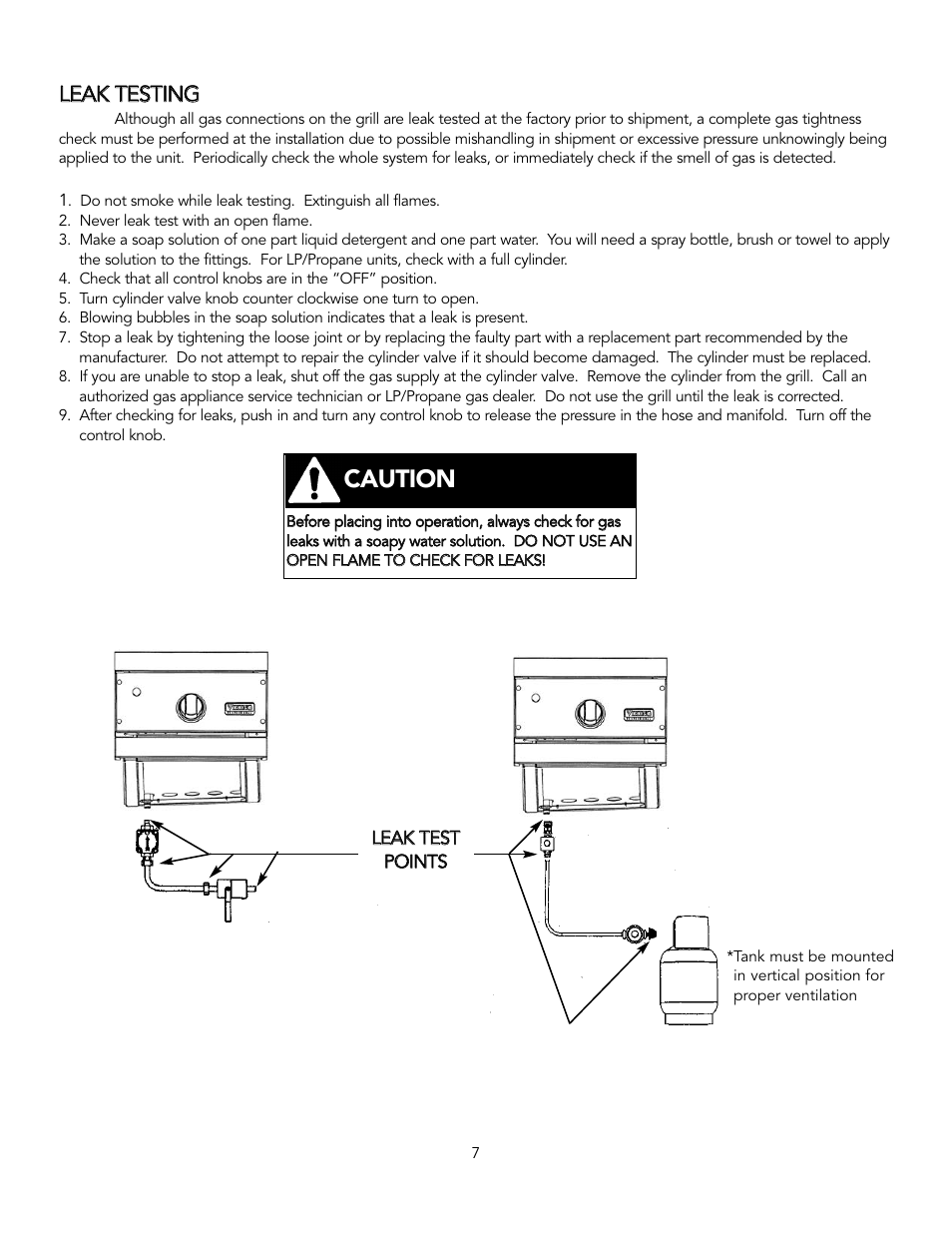 Caution, Lle ea ak k t te es st tiin ng g | Viking TruSearTM User Manual | Page 7 / 16