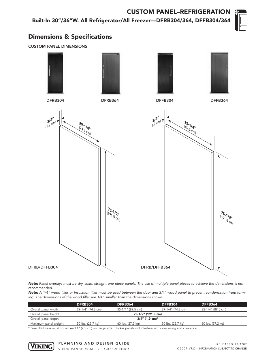 Viking FRB304 User Manual | 7 pages