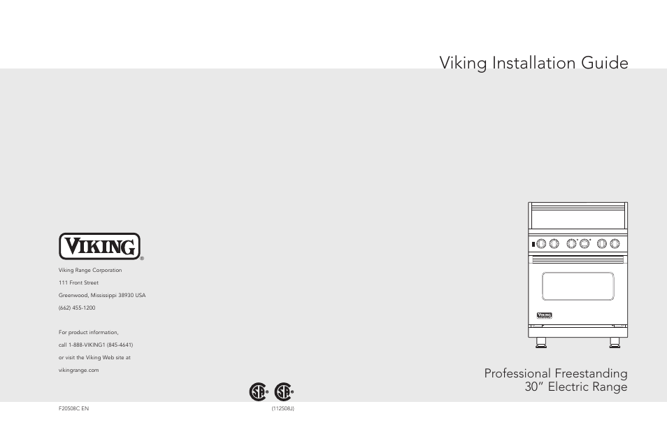 Viking F20508 User Manual | 12 pages