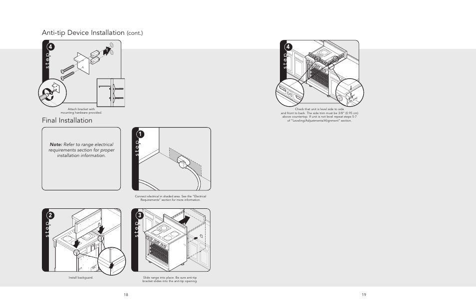 Final installation, Anti-tip device installation, Final installation anti-tip device installation | Cont.) | Viking F20508 User Manual | Page 10 / 12