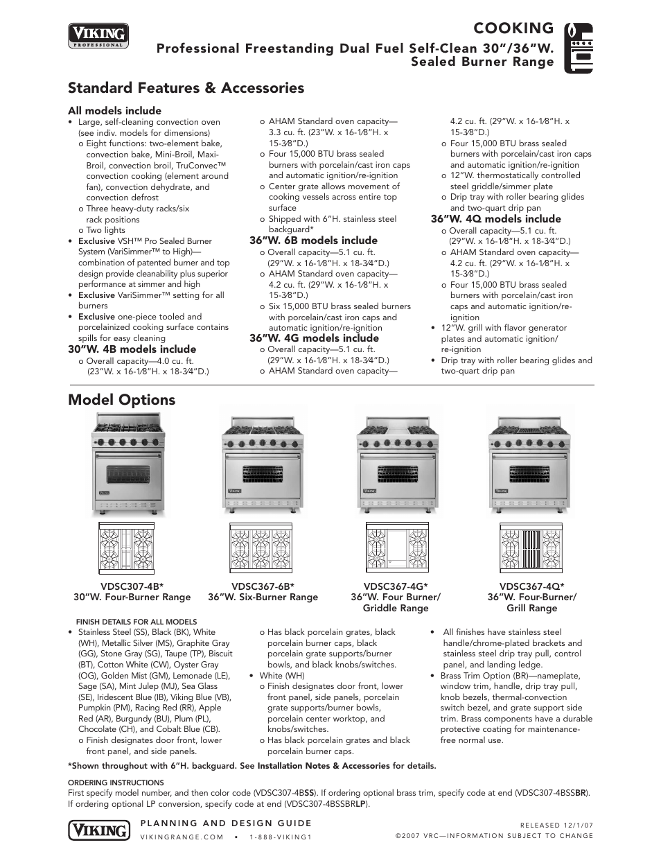 Viking VDSC367-6B User Manual | 6 pages