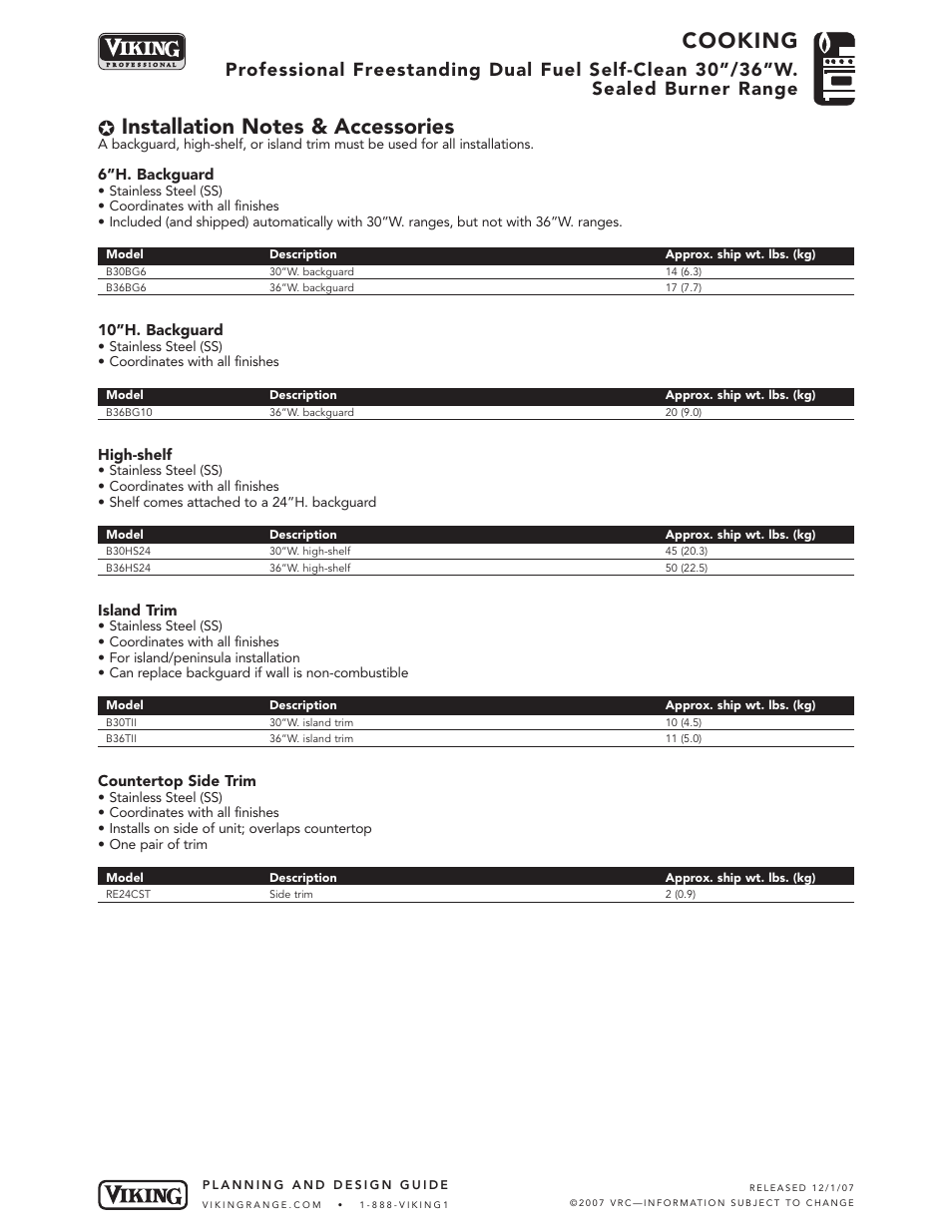 Cooking | Viking VDSC367-6B User Manual | Page 5 / 6