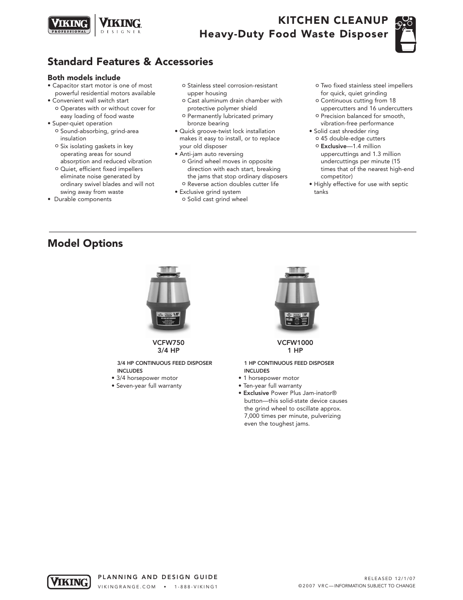 Viking VCFW750 User Manual | 3 pages