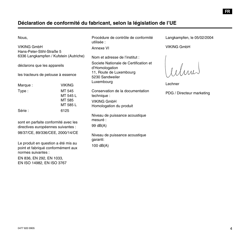 Viking MT 545/MT 545L/MT 585/MT 585L User Manual | Page 5 / 36