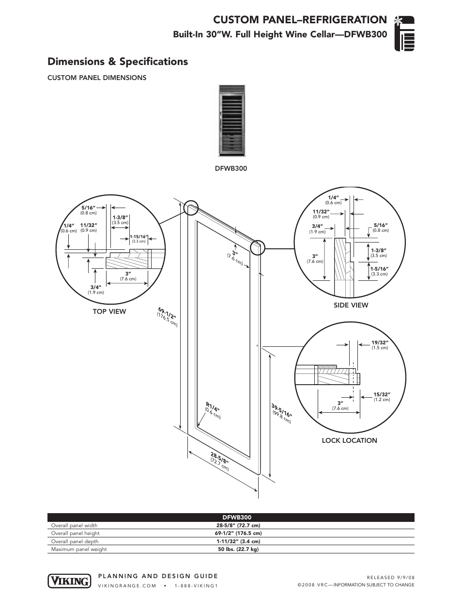 Viking DFWB300 User Manual | 3 pages