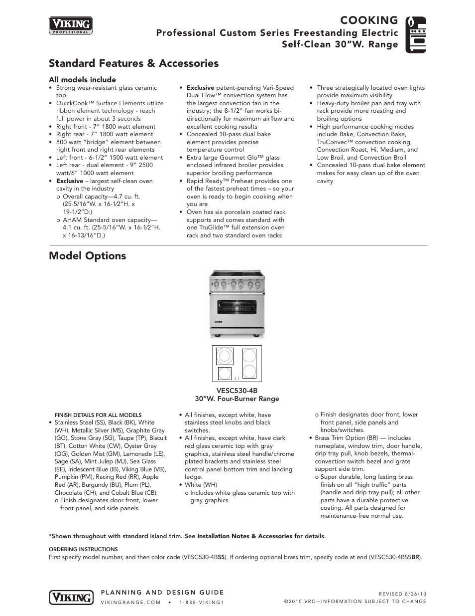 Viking VESC30-4B User Manual | 5 pages