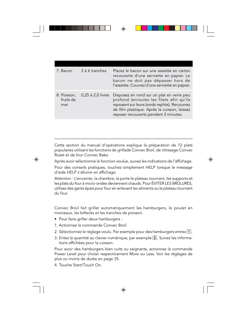 Convection automatique combinée, fonctions, Tableau sensor cook (cuisson au capteur - suite), Convec broil | Viking F20303 User Manual | Page 66 / 128