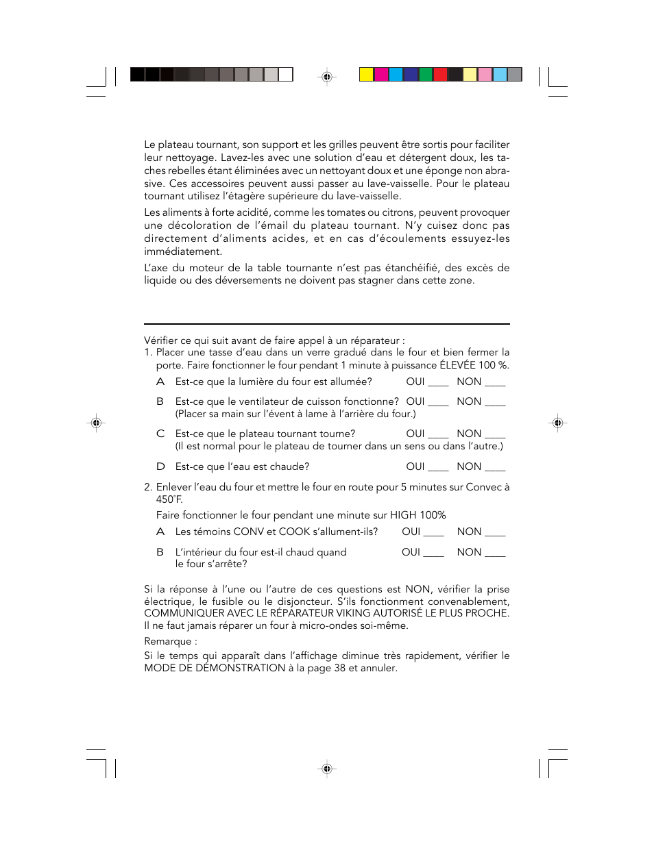 Appel de service | Viking F20303 User Manual | Page 81 / 128