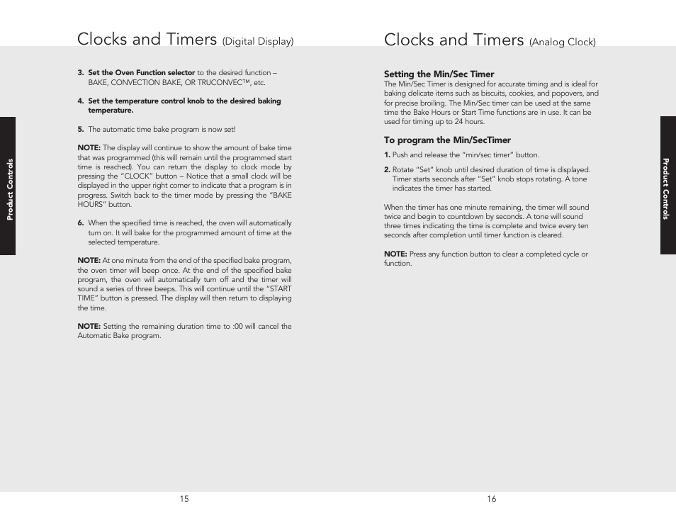 Clocks and timers | Viking F20362B User Manual | Page 10 / 24