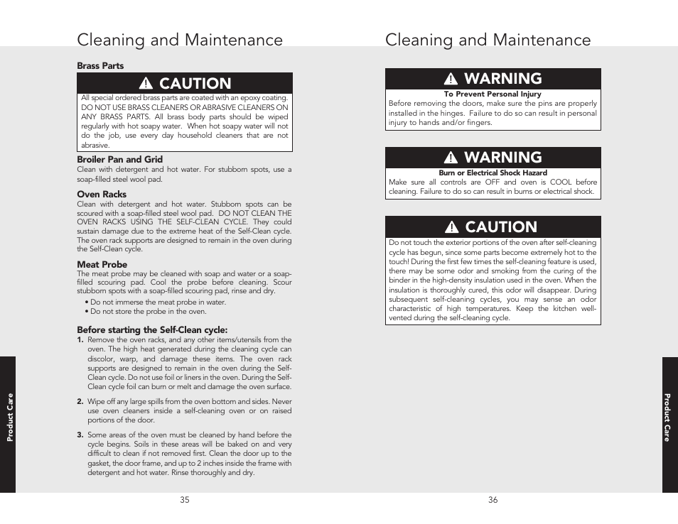 Cleaning and maintenance, Warning danger caution for your safety | Viking F20362B User Manual | Page 20 / 24