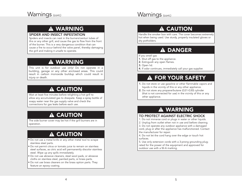 Warnings, Warning, Caution | For your safety, Danger | Viking F20455A User Manual | Page 3 / 18