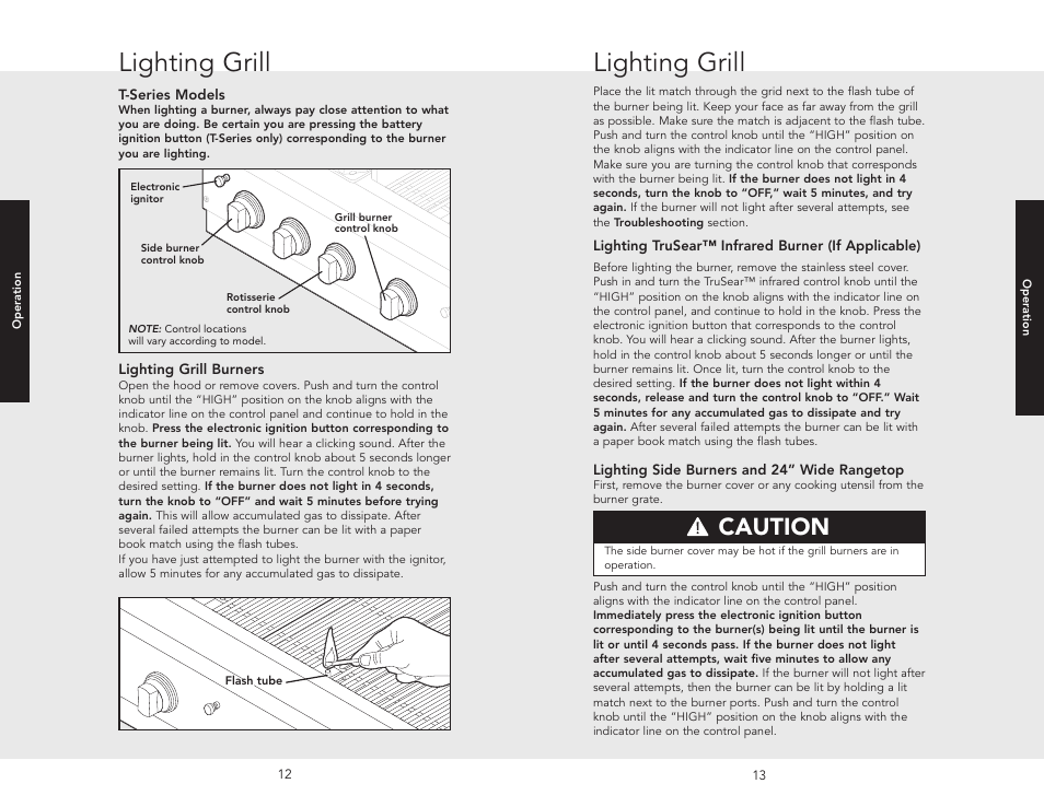 Lighting grill, Caution | Viking F20455A User Manual | Page 7 / 18