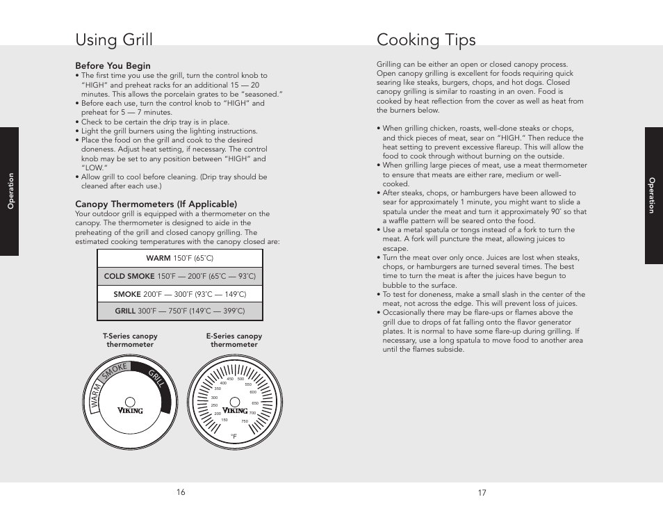 Using grill, Cooking tips | Viking F20455A User Manual | Page 9 / 18