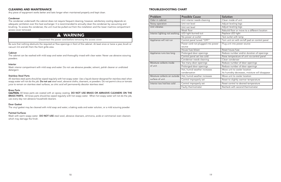 Warning | Viking Refrigerator Drawer User Manual | Page 10 / 14