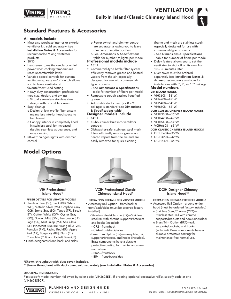Viking VCIH User Manual | 6 pages
