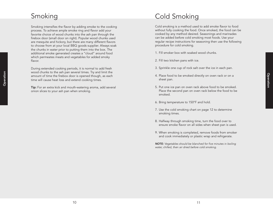 Smoking, Cold smoking | Viking F20556 User Manual | Page 6 / 10