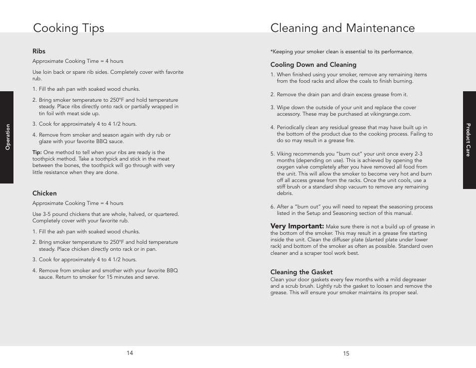 Cooking tips, Cleaning and maintenance | Viking F20556 User Manual | Page 8 / 10