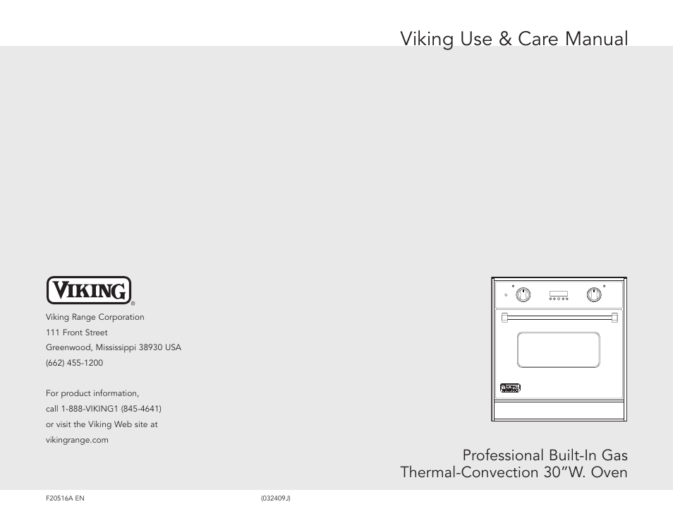 Viking F20516 User Manual | 20 pages