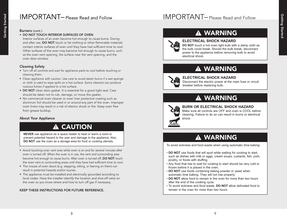 Important, Warning, Caution | Viking F20516 User Manual | Page 5 / 20