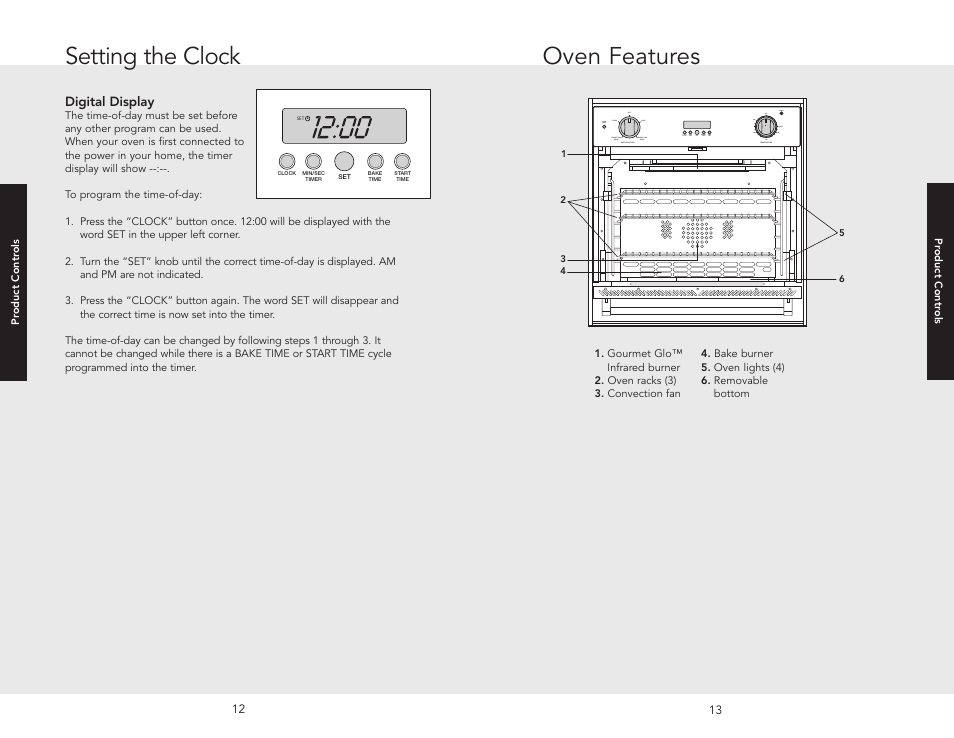 Oven features, Setting the clock | Viking F20516 User Manual | Page 7 / 20