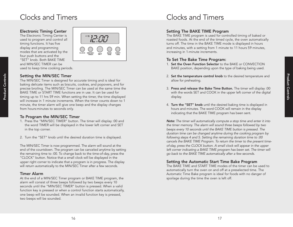 Clocks and timers | Viking F20516 User Manual | Page 9 / 20