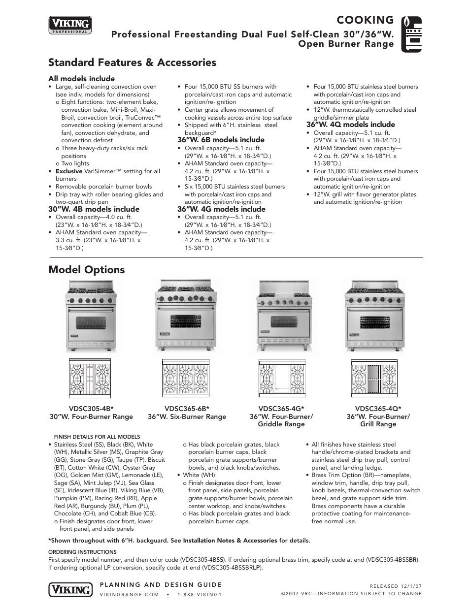 Viking 30"W User Manual | 6 pages