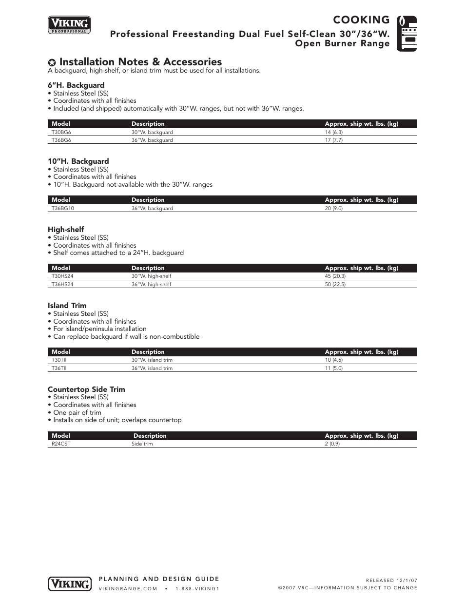 Cooking | Viking 30"W User Manual | Page 5 / 6