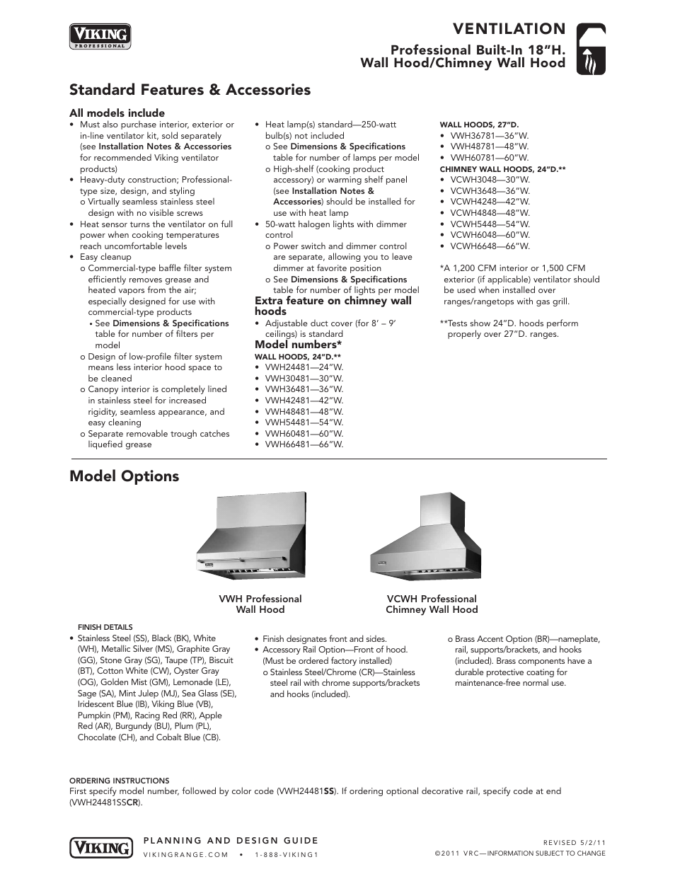 Viking VWH User Manual | 7 pages