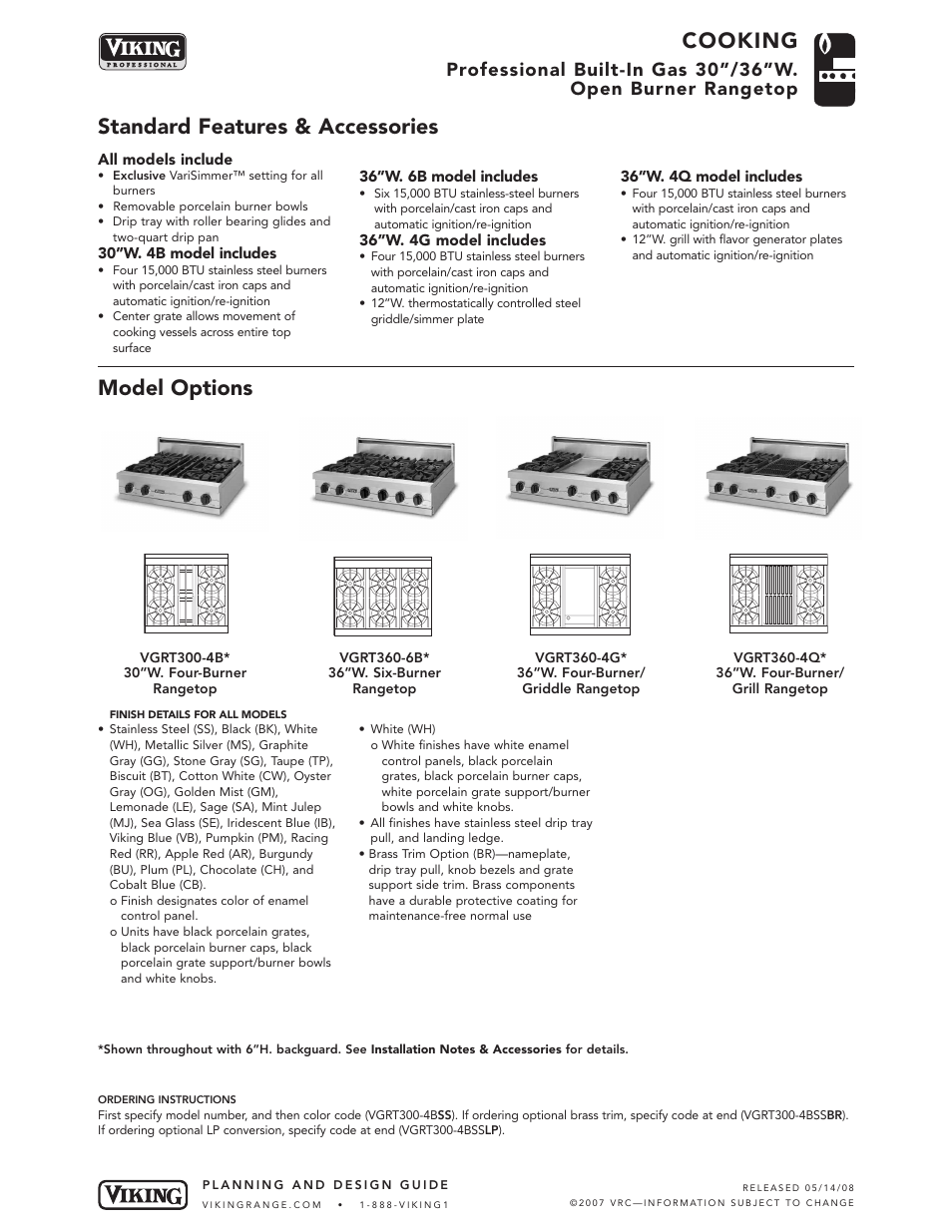 Viking VGRT360-6B User Manual | 5 pages