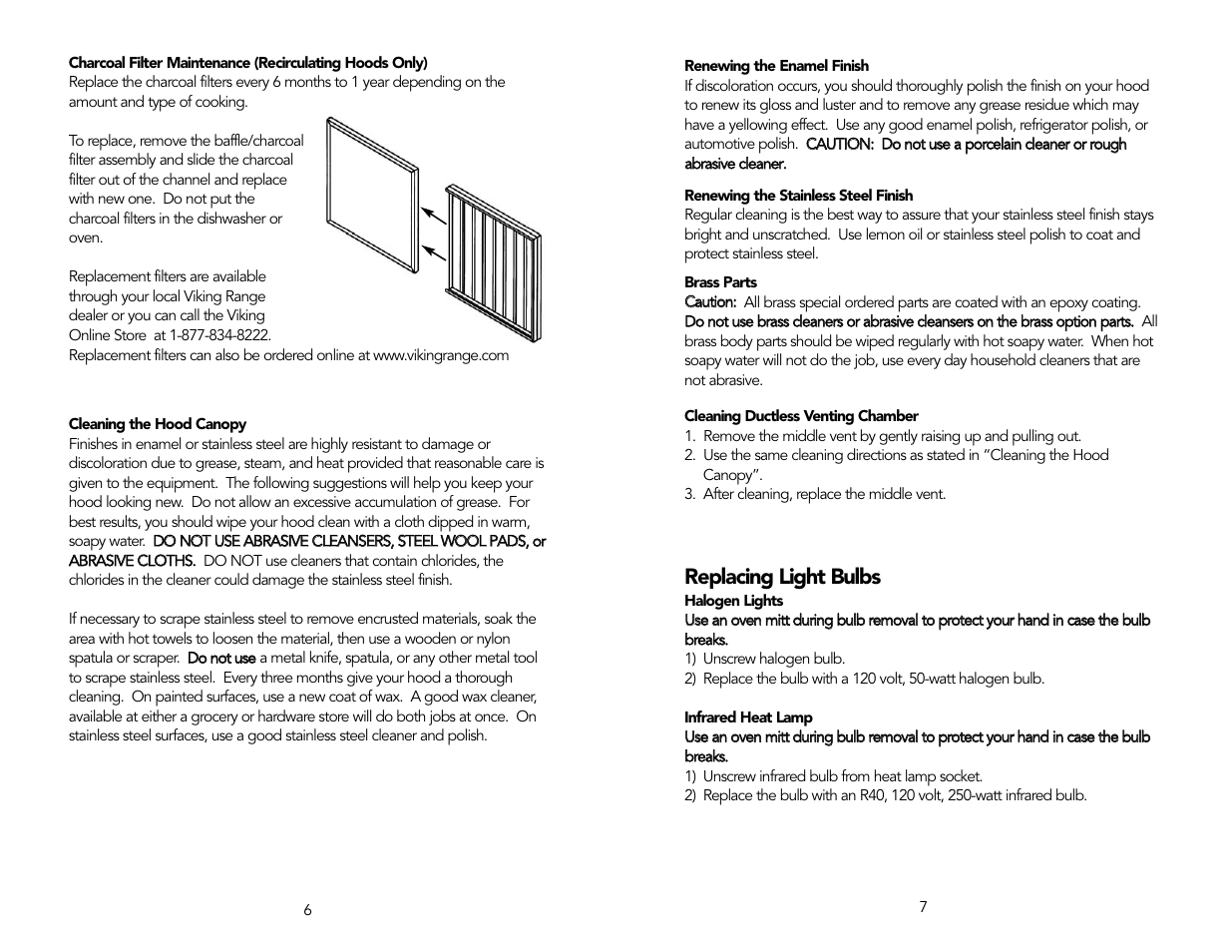 Replacing light bulbs | Viking F1570J User Manual | Page 4 / 6