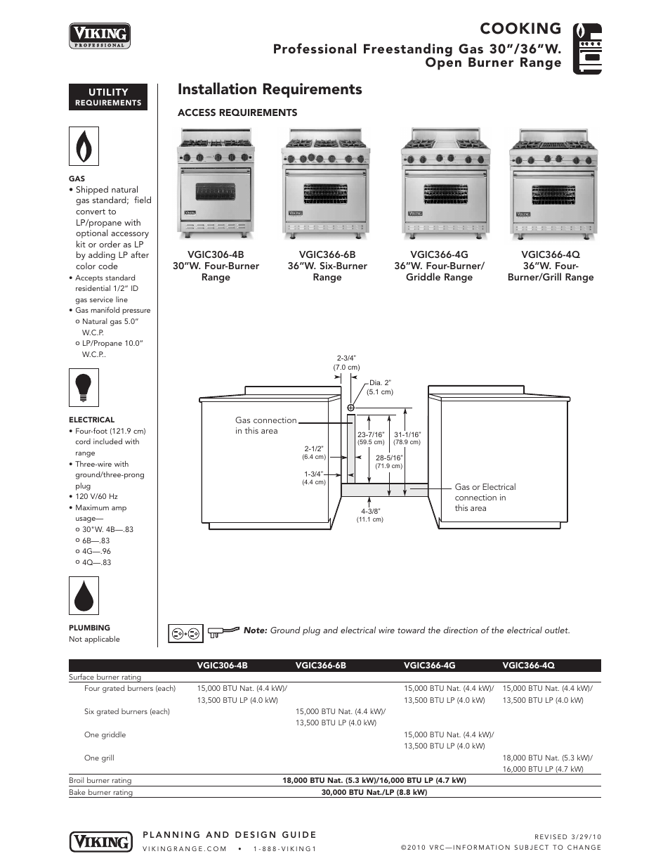 Cooking, Installation requirements | Viking VGIC366-6B User Manual | Page 4 / 6