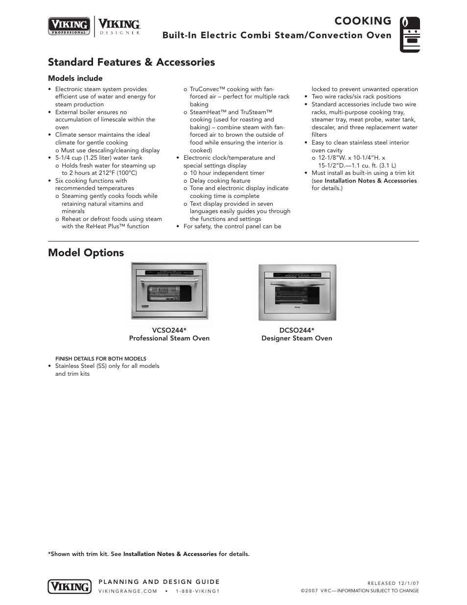 Viking DCSO244* User Manual | 4 pages