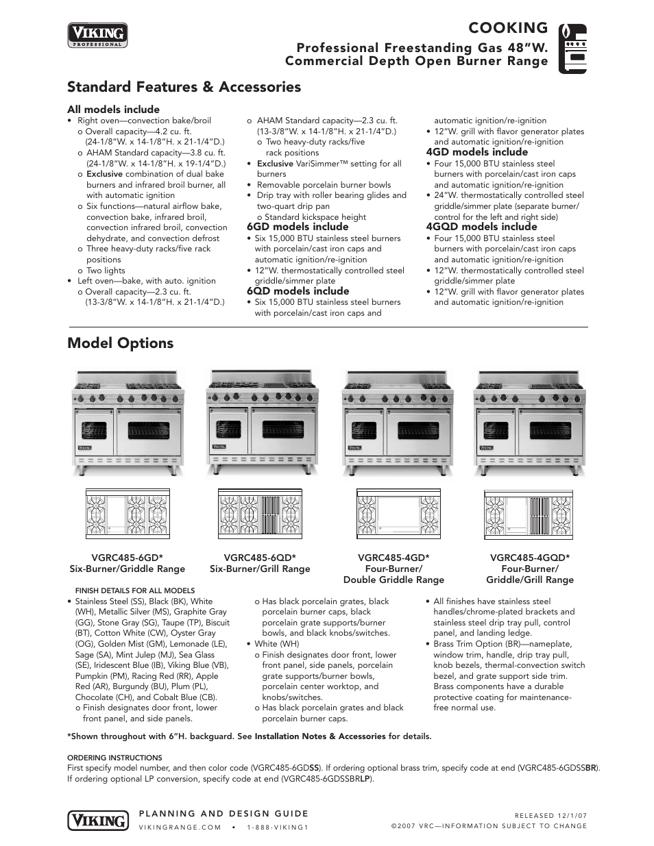 Viking VGRC485-6GD* User Manual | 6 pages