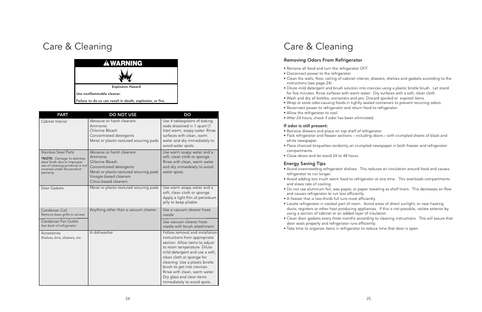 Care & cleaning | Viking F20394E EN User Manual | Page 13 / 18