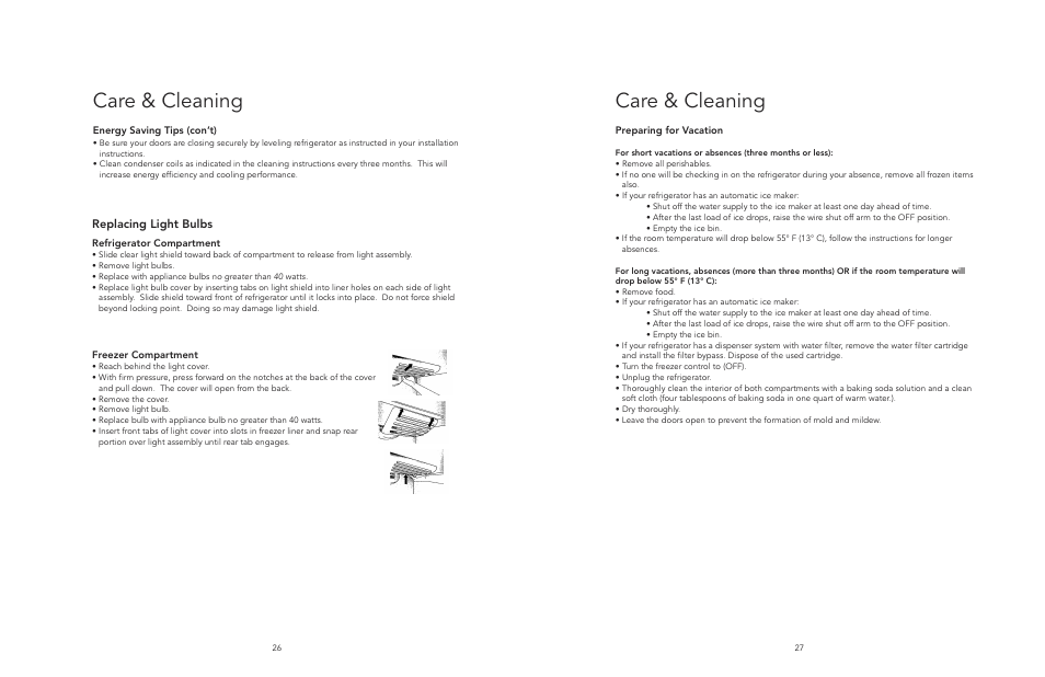 Care & cleaning, Replacing light bulbs | Viking F20394E EN User Manual | Page 14 / 18