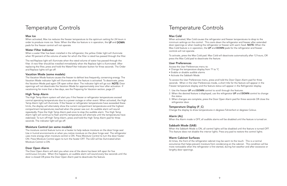 Temperature controls | Viking F20394E EN User Manual | Page 5 / 18