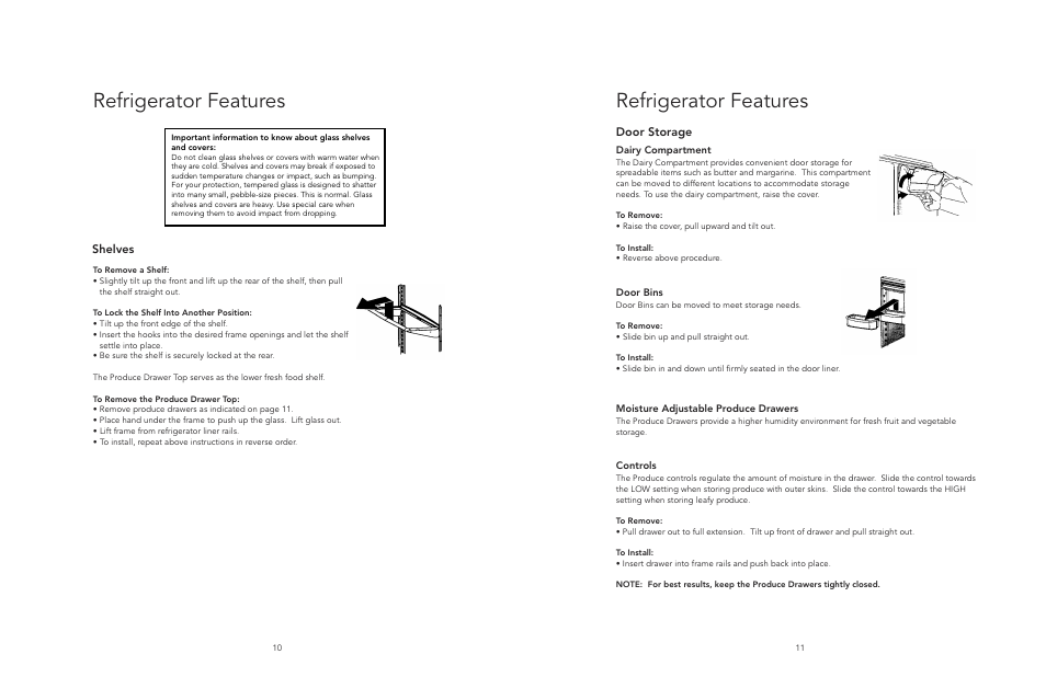 Refrigerator features, Door storage, Shelves | Viking F20394E EN User Manual | Page 6 / 18