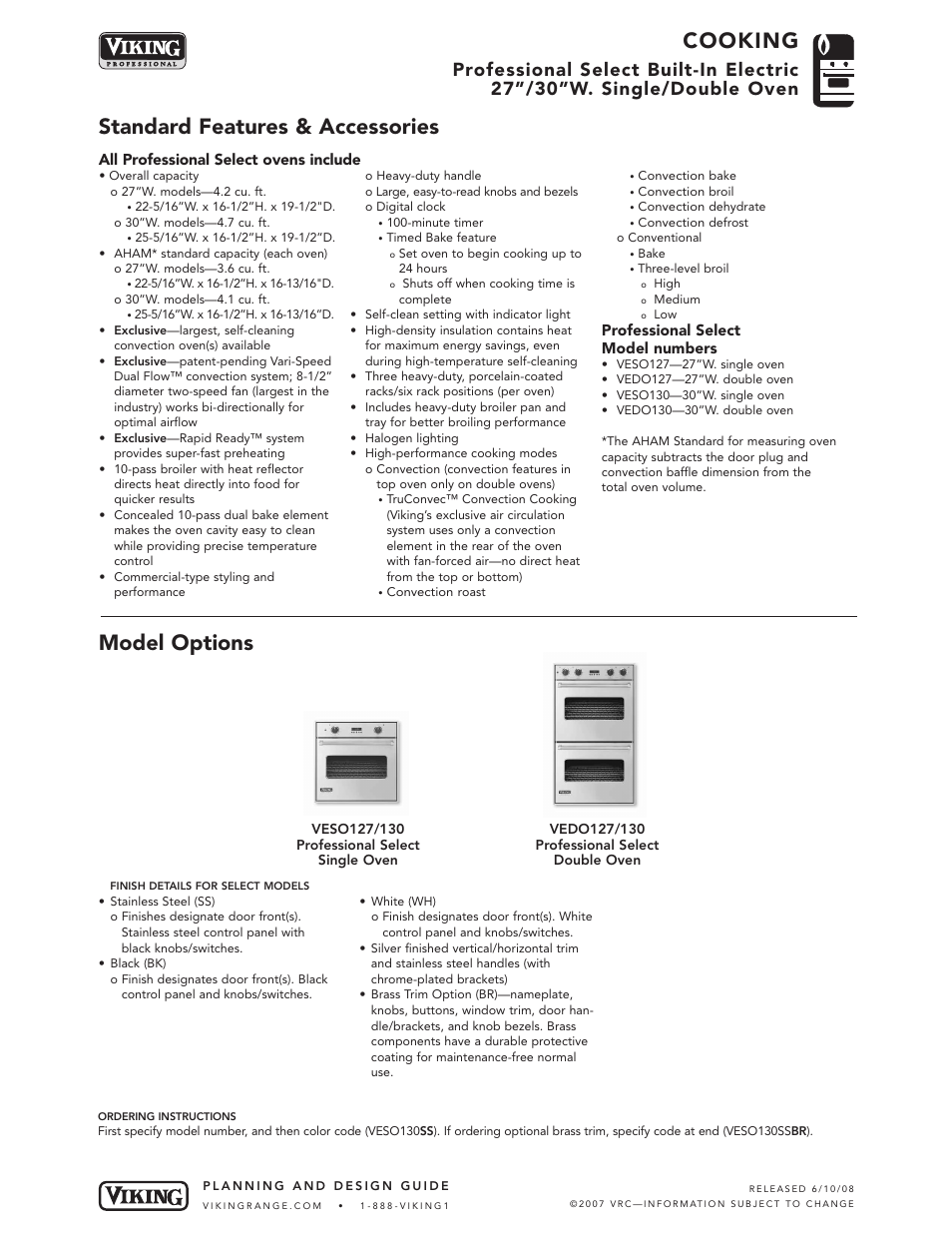 Viking VEDO130 User Manual | 5 pages