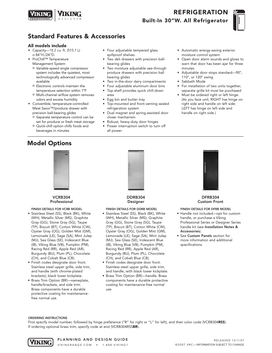 Viking DDRB304 User Manual | 9 pages