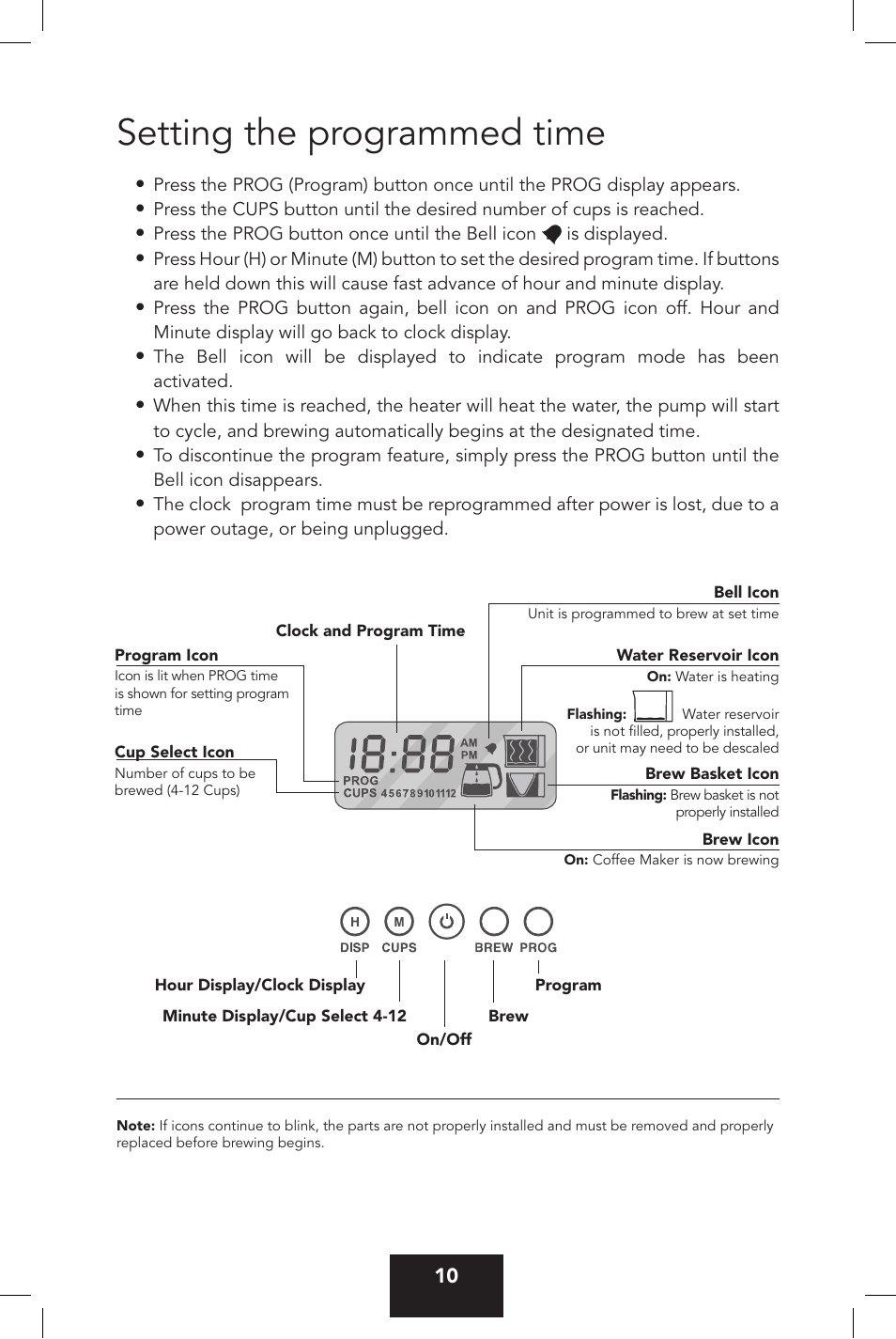 Setting the programmed time | Viking VCCM12 User Manual | Page 10 / 16