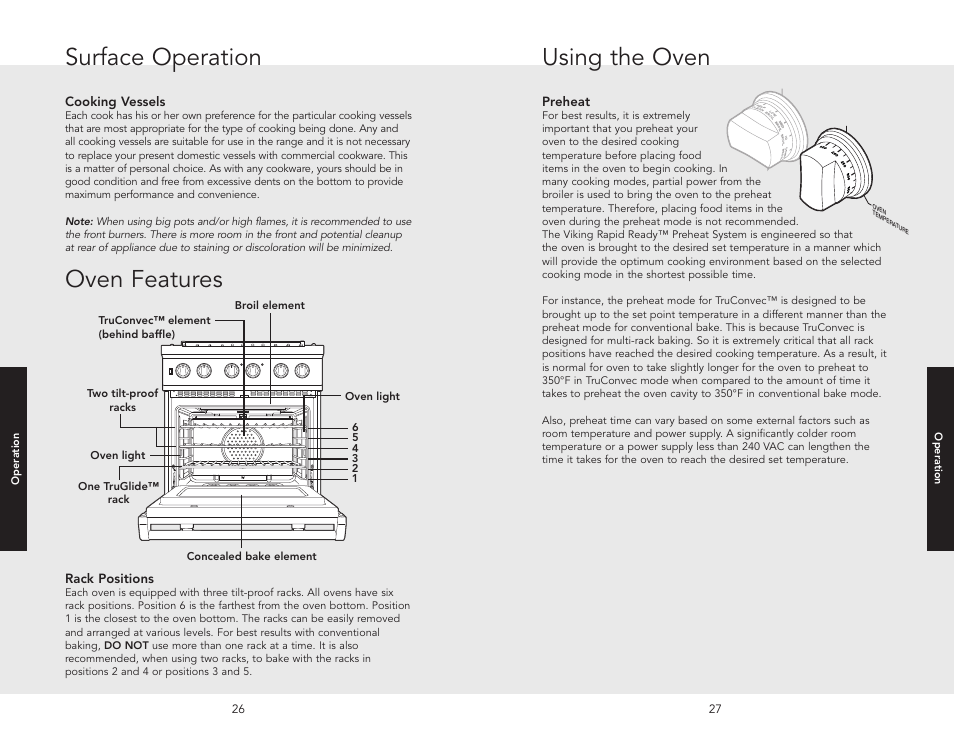 Using the oven oven features, Surface operation | Viking F20532A User Manual | Page 14 / 30