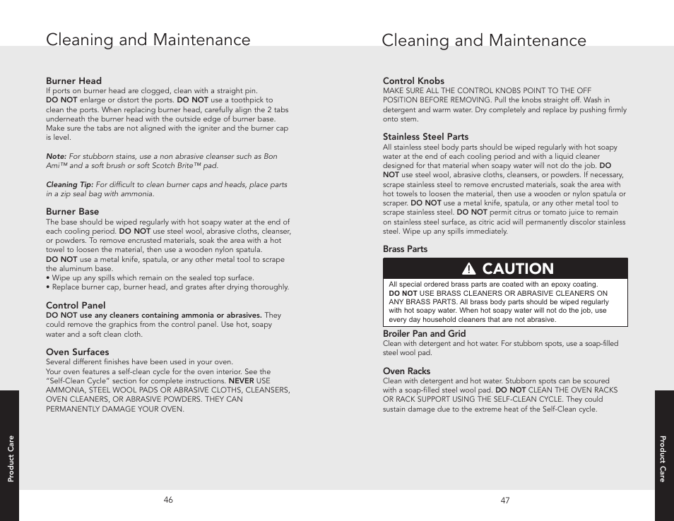 Cleaning and maintenance, Warning danger caution for your safety | Viking F20532A User Manual | Page 24 / 30