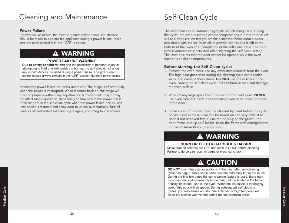 Self-clean cycle cleaning and maintenance, Warning danger caution for your safety warning, Warning danger caution for your safety | Viking F20532A User Manual | Page 25 / 30