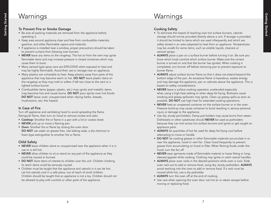 Warnings | Viking F20532A User Manual | Page 4 / 30