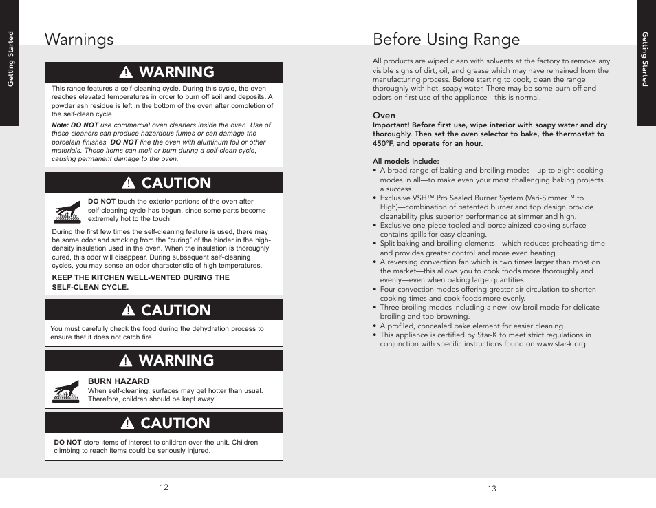 Before using range, Warnings, Caution | Warning | Viking F20532A User Manual | Page 7 / 30