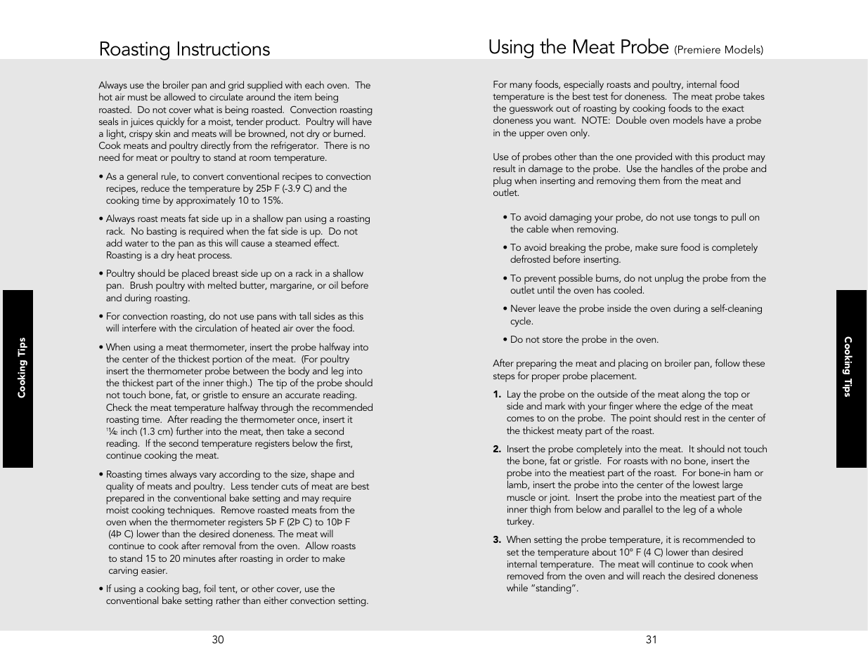 Roasting instructions, Using the meat probe | Viking M0706VR User Manual | Page 16 / 24