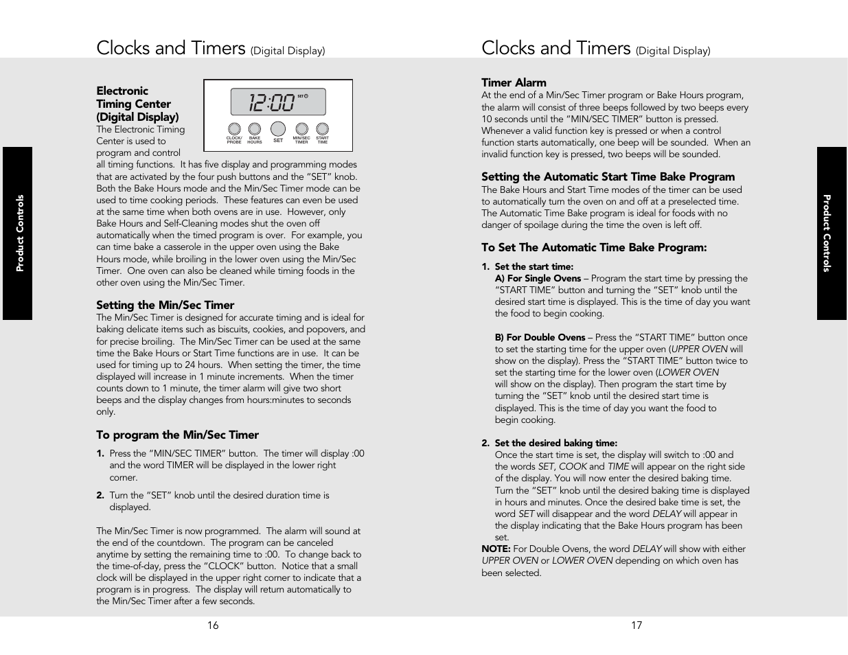 Clocks and timers | Viking M0706VR User Manual | Page 9 / 24