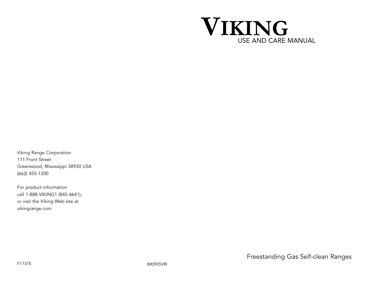 Viking M0905VR User Manual | 20 pages
