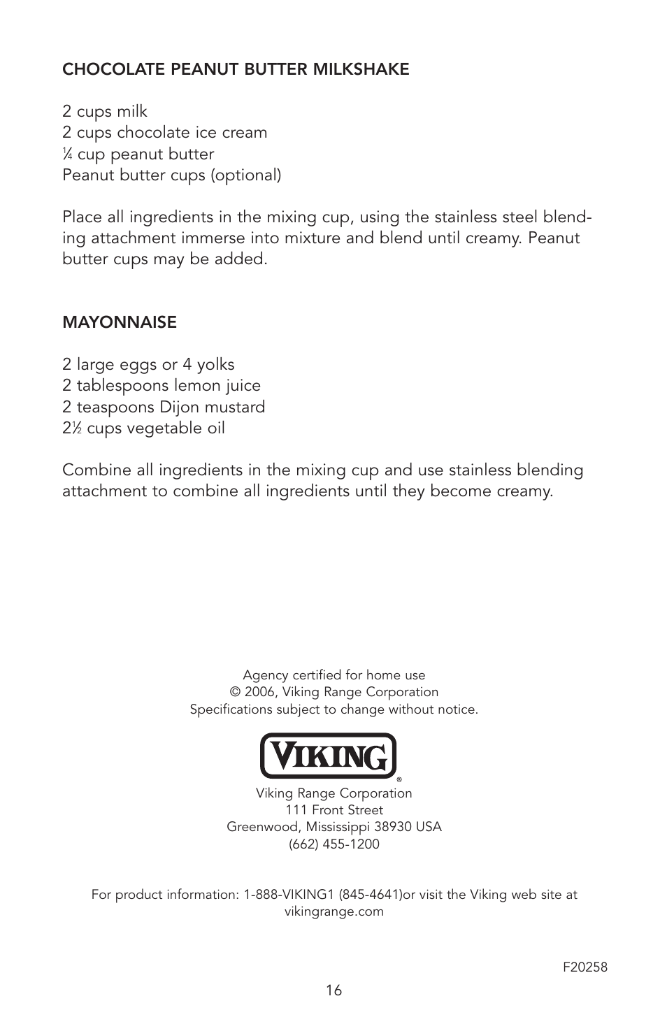 Viking VHB300 User Manual | Page 16 / 16